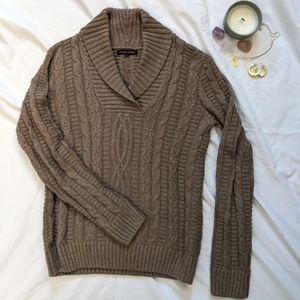 Collared Cable-knit Sweater
